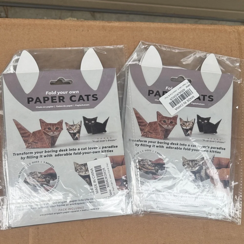 Fold-Your-Own Origami Dog/Cat Kit - Gray
